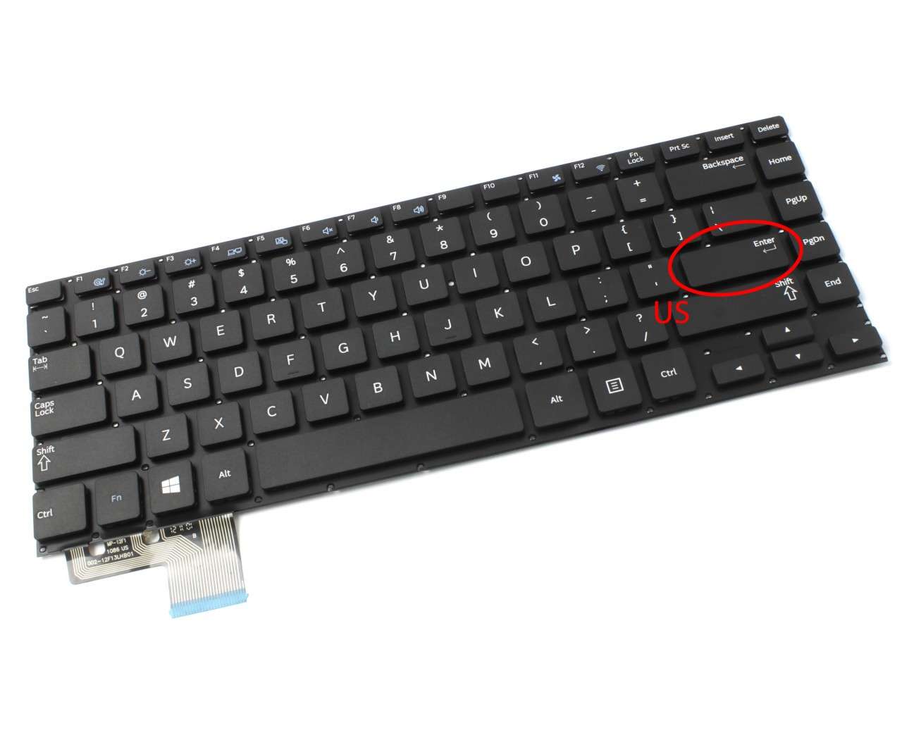 Tastatura neagra Samsung NP530U4B layout US fara rama enter mic powerlaptop.ro imagine noua reconect.ro