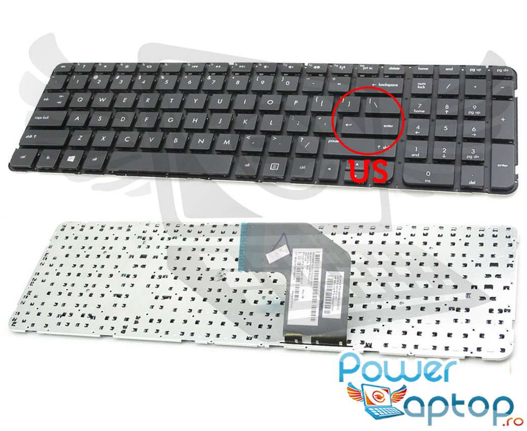 Tastatura HP 699498-DB1 layout US fara rama enter mic imagine powerlaptop.ro 2021
