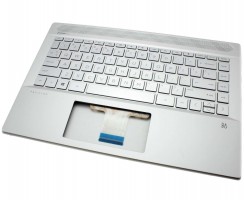 Tastatura HP Pavilion 14-CE argintie cu Palmrest argintiu iluminata backlit. Keyboard HP Pavilion 14-CE argintie cu Palmrest argintiu. Tastaturi laptop HP Pavilion 14-CE argintie cu Palmrest argintiu. Tastatura notebook HP Pavilion 14-CE argintie cu Palmrest argintiu