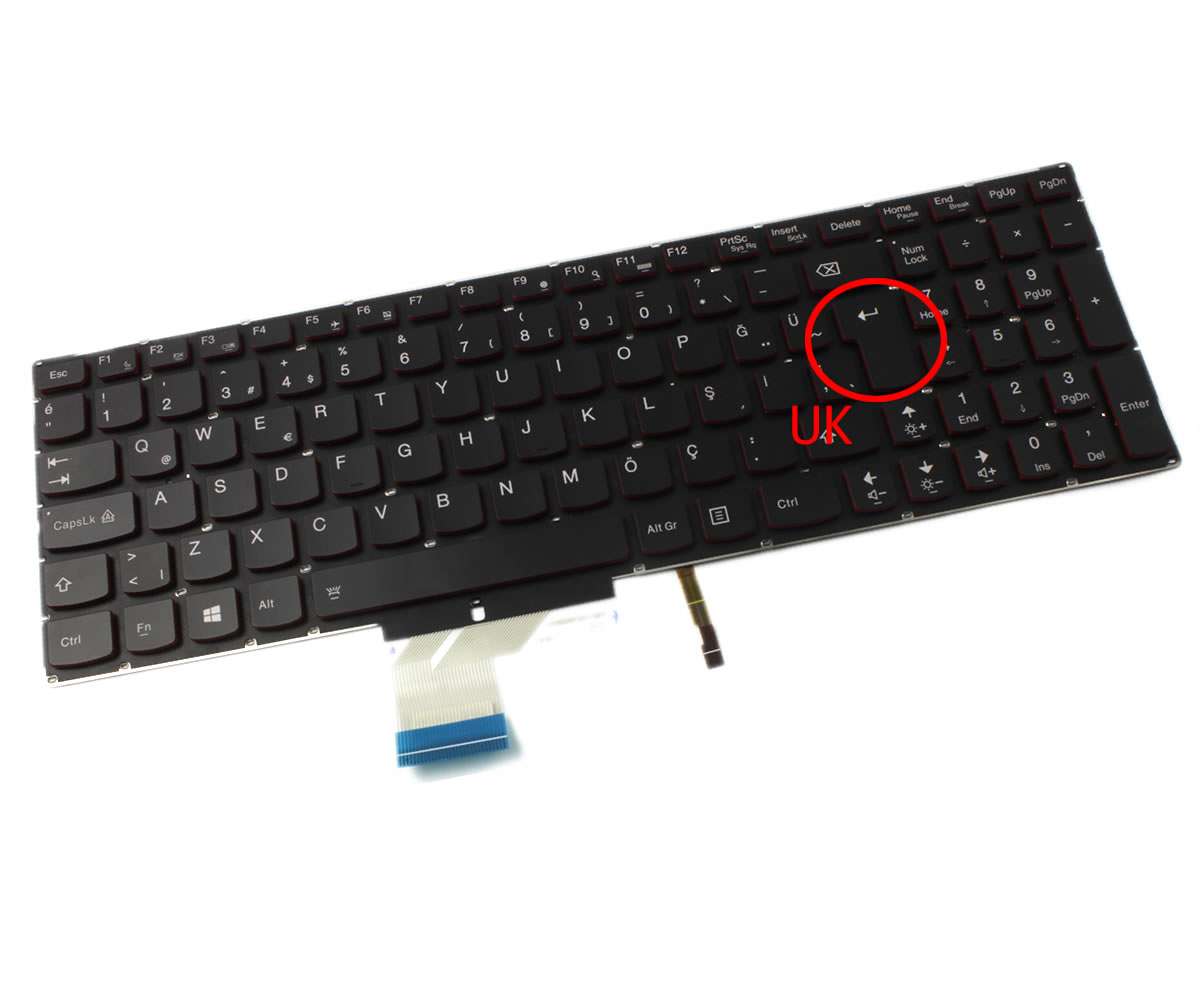 Tastatura Lenovo IdeaPad Y50 70 iluminata layout UK fara rama enter mare imagine 2021 IBM Lenovo