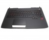 Tastatura Asus G751JL neagra cu Palmrest negru iluminata backlit. Keyboard Asus G751JL neagra cu Palmrest negru. Tastaturi laptop Asus G751JL neagra cu Palmrest negru. Tastatura notebook Asus G751JL neagra cu Palmrest negru
