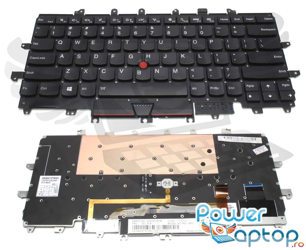 Tastatura Lenovo SN20K74735 iluminata layout US fara rama enter mic imagine 2021 IBM Lenovo