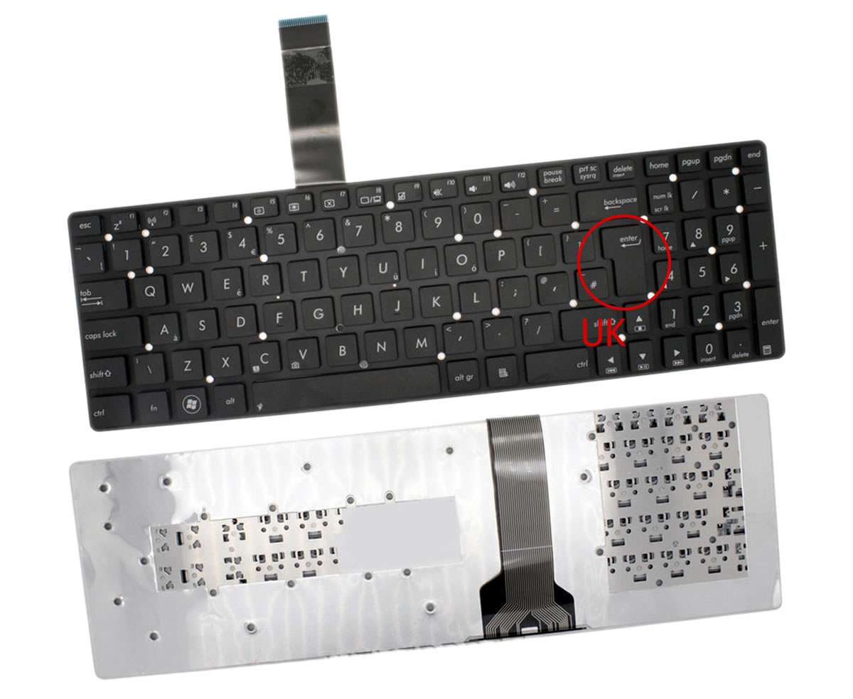 Tastatura Asus A55VD layout UK fara rama enter mare