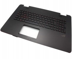 Tastatura Asus ROG G741JM neagra-rosie cu Palmrest negru iluminata backlit. Keyboard Asus ROG G741JM neagra-rosie cu Palmrest negru. Tastaturi laptop Asus ROG G741JM neagra-rosie cu Palmrest negru. Tastatura notebook Asus ROG G741JM neagra-rosie cu Palmrest negru