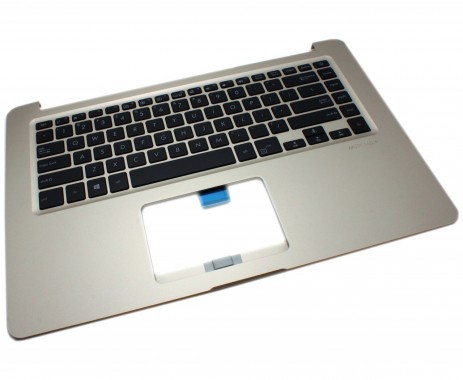 Tastatura Asus X510UQ neagra cu Palmrest auriu iluminata backlit. Keyboard Asus X510UQ neagra cu Palmrest auriu. Tastaturi laptop Asus X510UQ neagra cu Palmrest auriu. Tastatura notebook Asus X510UQ neagra cu Palmrest auriu