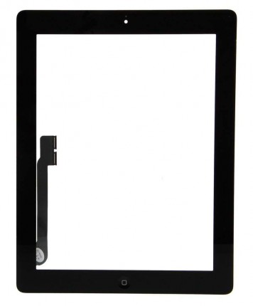 Digitizer Touchscreen Apple iPad 4 A1459 A1458 cu buton home si adeziv Negru. Geam Sticla Tableta Apple iPad 4 A1459 A1458 cu buton home si adeziv Negru