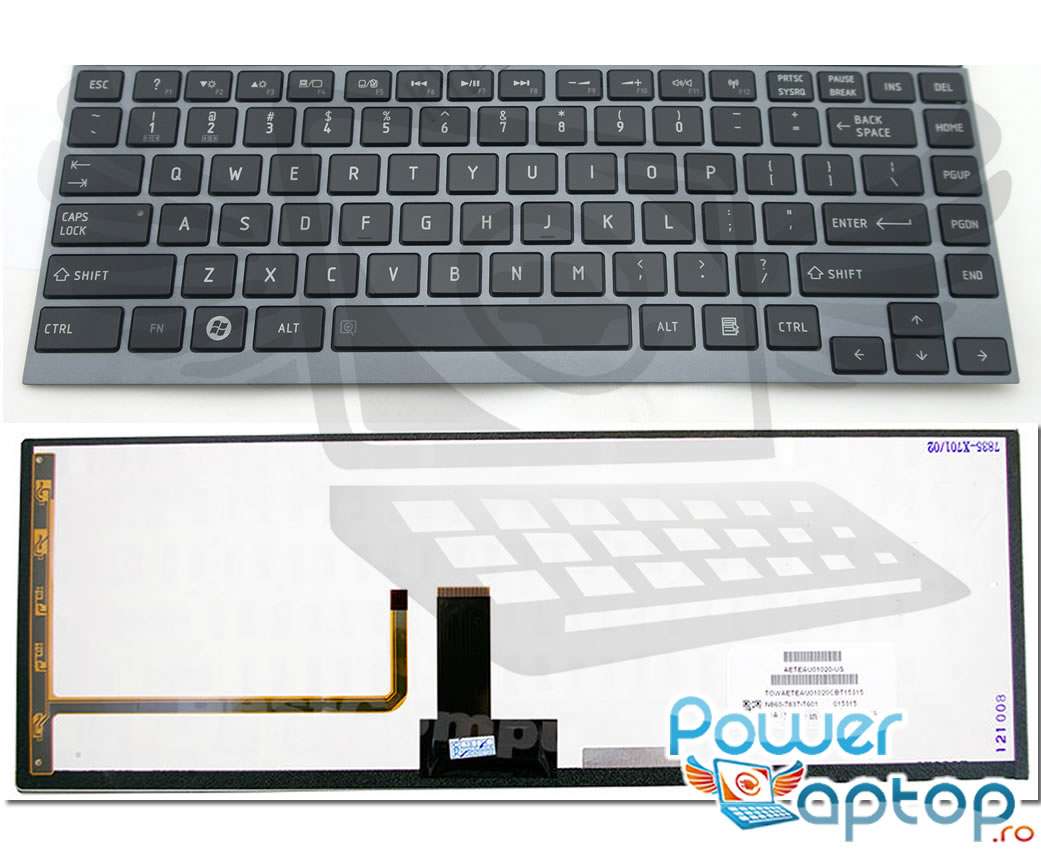 Tastatura Toshiba N860 7835 T104 iluminata backlit powerlaptop.ro imagine noua reconect.ro