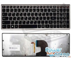 Tastatura Lenovo IdeaPad Z500 rama gri iluminata backlit. Keyboard Lenovo IdeaPad Z500 rama gri. Tastaturi laptop Lenovo IdeaPad Z500 rama gri. Tastatura notebook Lenovo IdeaPad Z500 rama gri