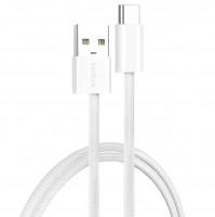 Cablu USB-A USB-C 3A 1m textil impletit Sunix Premium SCIP16 Alb