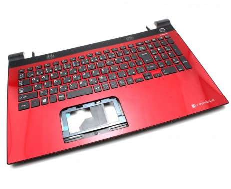 Tastatura Toshiba AEBLYJ00110 neagra cu Palmrest rosu. Keyboard Toshiba AEBLYJ00110 neagra cu Palmrest rosu. Tastaturi laptop Toshiba AEBLYJ00110 neagra cu Palmrest rosu. Tastatura notebook Toshiba AEBLYJ00110 neagra cu Palmrest rosu