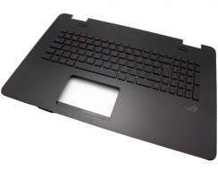 Tastatura Asus ROG GL771JM neagra-rosie cu Palmrest negru iluminata backlit. Keyboard Asus ROG GL771JM neagra-rosie cu Palmrest negru. Tastaturi laptop Asus ROG GL771JM neagra-rosie cu Palmrest negru. Tastatura notebook Asus ROG GL771JM neagra-rosie cu Palmrest negru