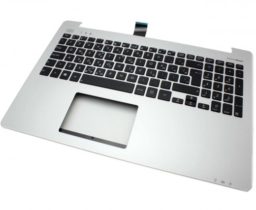 Tastatura Asus  90NB02A0-R30280 neagra cu Palmrest argintiu. Keyboard Asus  90NB02A0-R30280 neagra cu Palmrest argintiu. Tastaturi laptop Asus  90NB02A0-R30280 neagra cu Palmrest argintiu. Tastatura notebook Asus  90NB02A0-R30280 neagra cu Palmrest argintiu