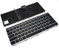 Tastatura HP 6037b0102101 neagra cu Rama argintie iluminata backlit. Keyboard HP 6037b0102101 neagra cu Rama argintie. Tastaturi laptop HP 6037b0102101 neagra cu Rama argintie. Tastatura notebook HP 6037b0102101 neagra cu Rama argintie
