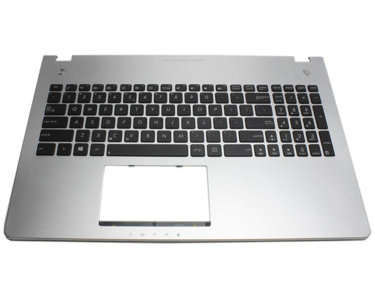 Tastatura Asus N56VM neagra cu Palmrest argintiu iluminata backlit fara Touchpad argintiu