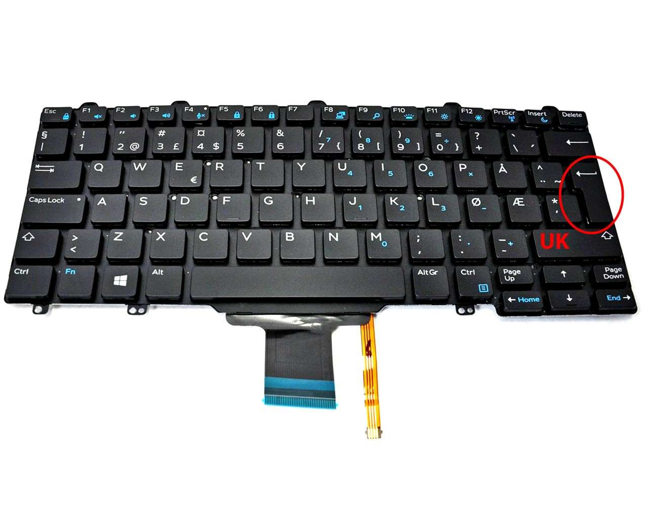 Tastatura Dell Latitude E7270 iluminata layout UK fara rama enter mare