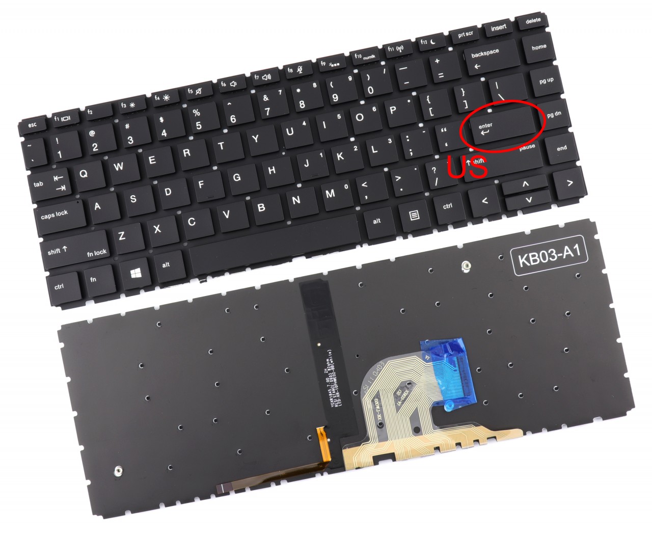 Tastatura HP ProBook 440 G6 iluminata layout US fara rama enter mic
