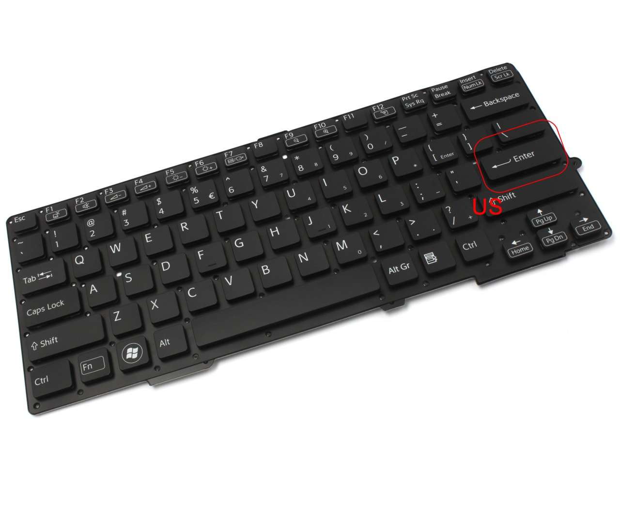 Tastatura neagra Sony Vaio SVS1311CGXB layout US fara rama enter mic enter