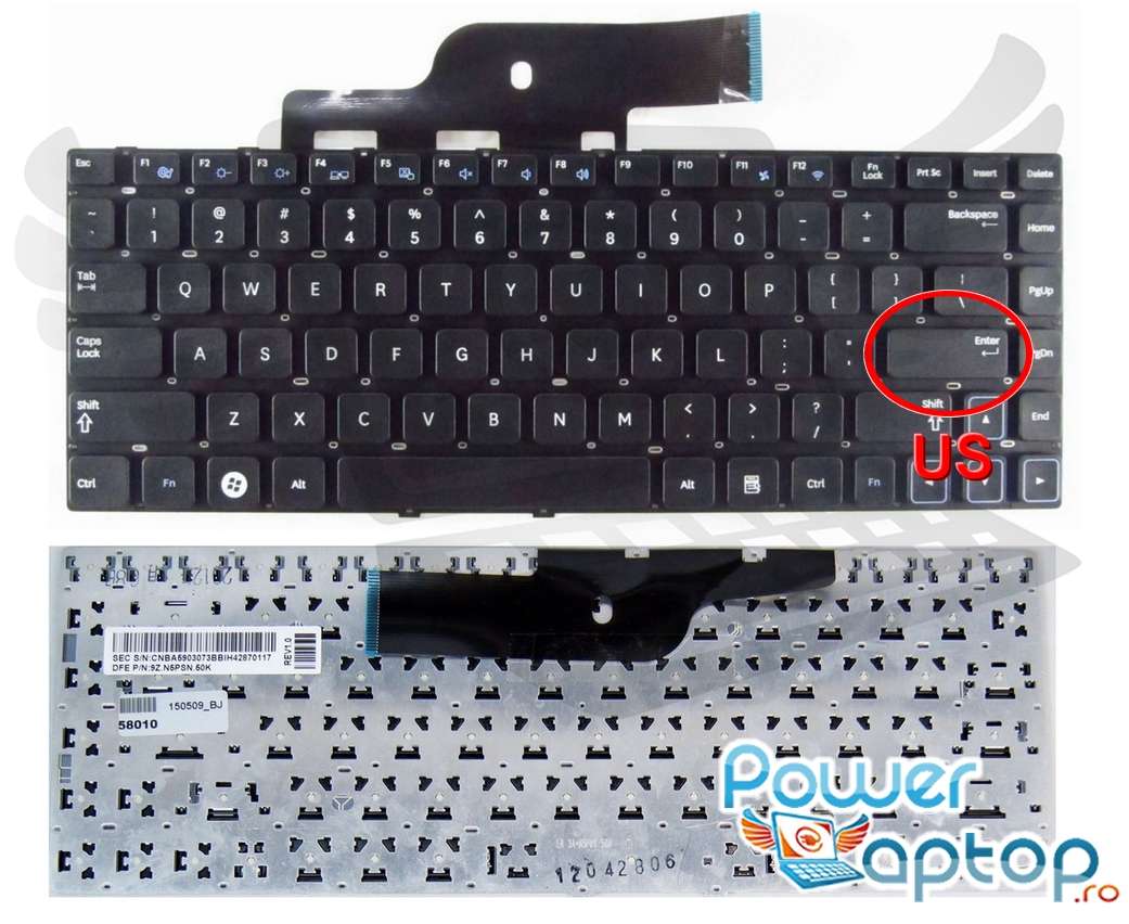 Tastatura Samsung 300V4A layout US fara rama enter mic powerlaptop.ro imagine noua reconect.ro