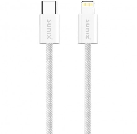 Cablu USB-C Lightning 30W 1m textil impletit Sunix Premium SCIP11 Alb