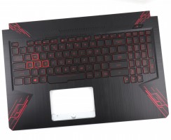 Tastatura Asus FX504G Neagra cu Palmrest Negru cu Rosu iluminata backlit. Keyboard Asus FX504G Neagra cu Palmrest Negru cu Rosu. Tastaturi laptop Asus FX504G Neagra cu Palmrest Negru cu Rosu. Tastatura notebook Asus FX504G Neagra cu Palmrest Negru cu Rosu