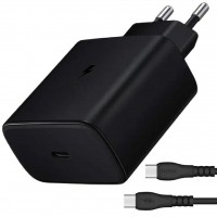 Incarcator USB-C 45W PD Super Fast Charge Sunix Budget cu cablu USB-C inclus Negru S50T01 compatibil Samsung Huawei Xiaomi iPhone Honor