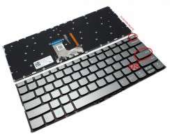 Tastatura Lenovo PK131YJ4B17 Gri cu buton delete iluminata. Keyboard Lenovo PK131YJ4B17. Tastaturi laptop Lenovo PK131YJ4B17. Tastatura notebook Lenovo PK131YJ4B17