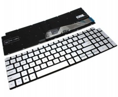 Tastatura Dell Inspiron 15 7590 Argintie iluminata backlit. Keyboard Dell Inspiron 15 7590 Argintie. Tastaturi laptop Dell Inspiron 15 7590 Argintie. Tastatura notebook Dell Inspiron 15 7590 Argintie