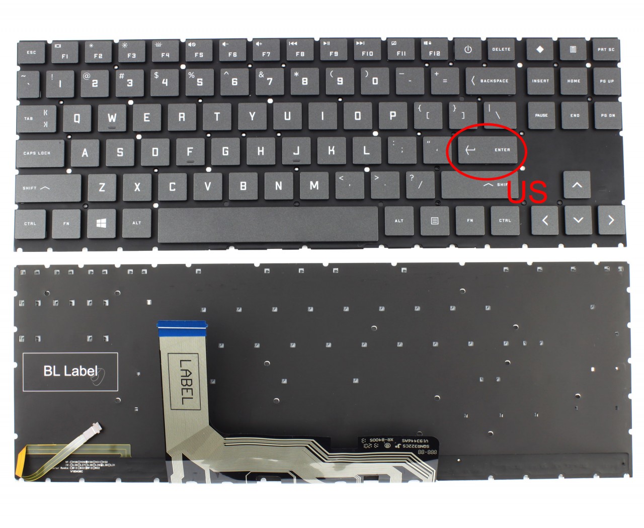 Tastatura HP Omen 15-EK000 iluminata layout US fara rama enter mic 15-EK000 imagine 2022