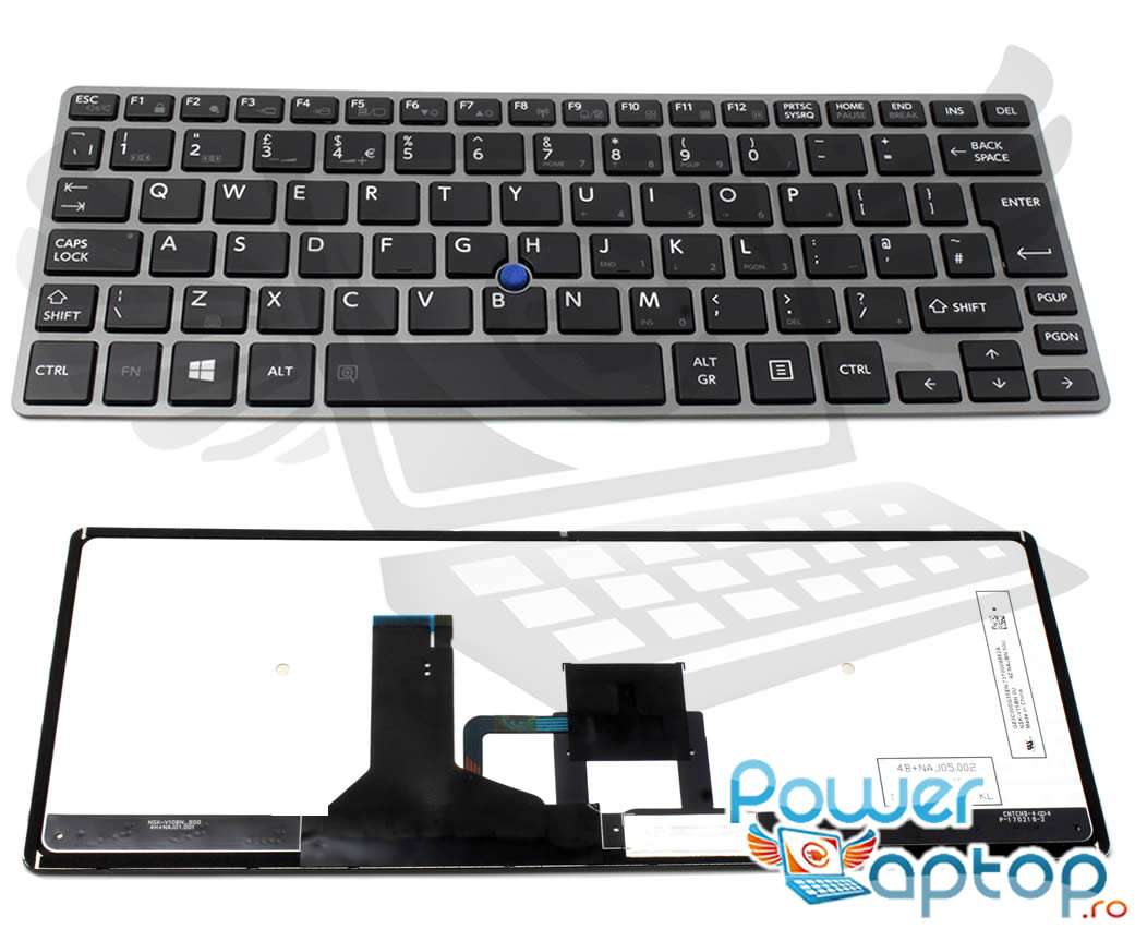 Tastatura Toshiba Portege Z30 C 1P Rama gri powerlaptop.ro imagine noua reconect.ro