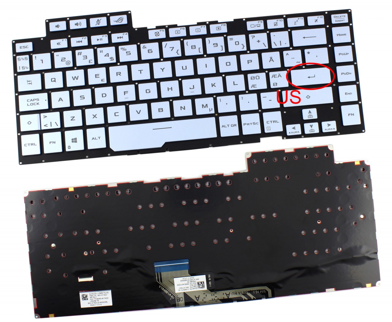 Tastatura Albastra Asus V184662FE1 iluminata RGB layout US fara rama enter mic Albastra imagine 2022