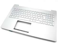Tastatura Asus N550JK argintie cu Palmrest argintiu iluminata backlit. Keyboard Asus N550JK argintie cu Palmrest argintiu. Tastaturi laptop Asus N550JK argintie cu Palmrest argintiu. Tastatura notebook Asus N550JK argintie cu Palmrest argintiu
