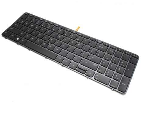 Tastatura HP 821157-D61 Nragra cu rama neagra iluminata backlit. Keyboard HP 821157-D61 Nragra cu rama neagra. Tastaturi laptop HP 821157-D61 Nragra cu rama neagra. Tastatura notebook HP 821157-D61 Nragra cu rama neagra