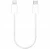 Cablu USB-C Lightning scurt 30W 30cm textil impletit Sunix Premium SCIP20 Alb