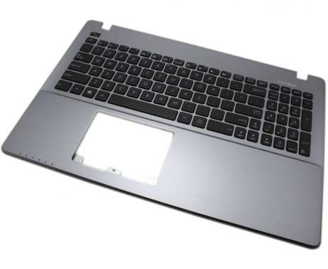 Tastatura Asus  A550CC neagra cu Palmrest argintiu. Keyboard Asus  A550CC neagra cu Palmrest argintiu. Tastaturi laptop Asus  A550CC neagra cu Palmrest argintiu. Tastatura notebook Asus  A550CC neagra cu Palmrest argintiu