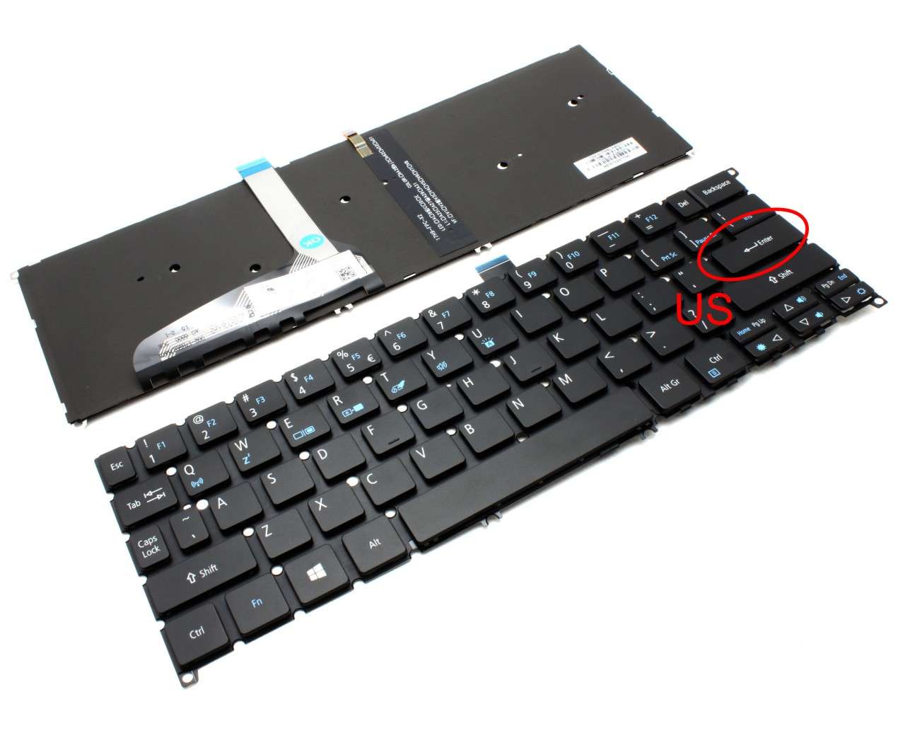 Tastatura Acer Swift 7 SF 714-52 iluminata layout US fara rama enter mic 714-52 imagine 2022