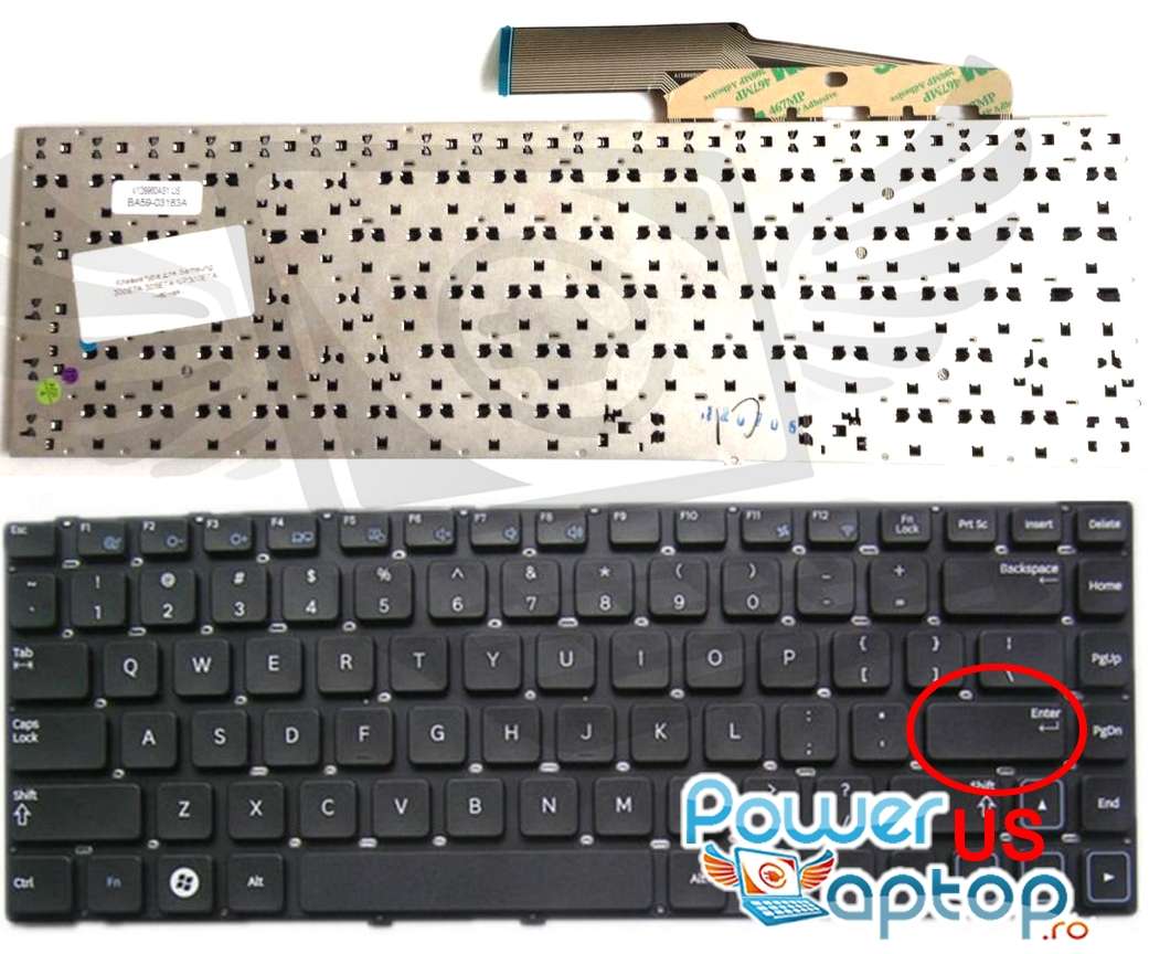 Tastatura Samsung NP305E7A layout US fara rama enter mic imagine 2021 powerlaptop.ro