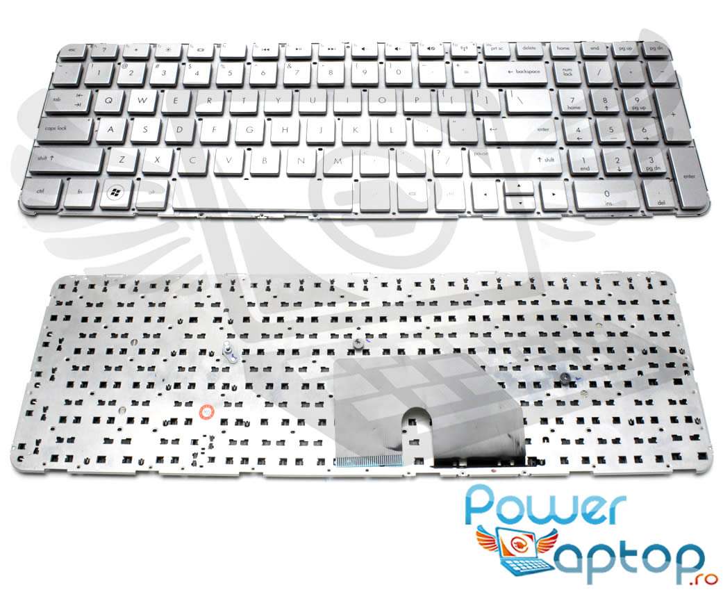 Tastatura Argintie HP V122630BS1 layout US fara rama enter mic imagine powerlaptop.ro 2021