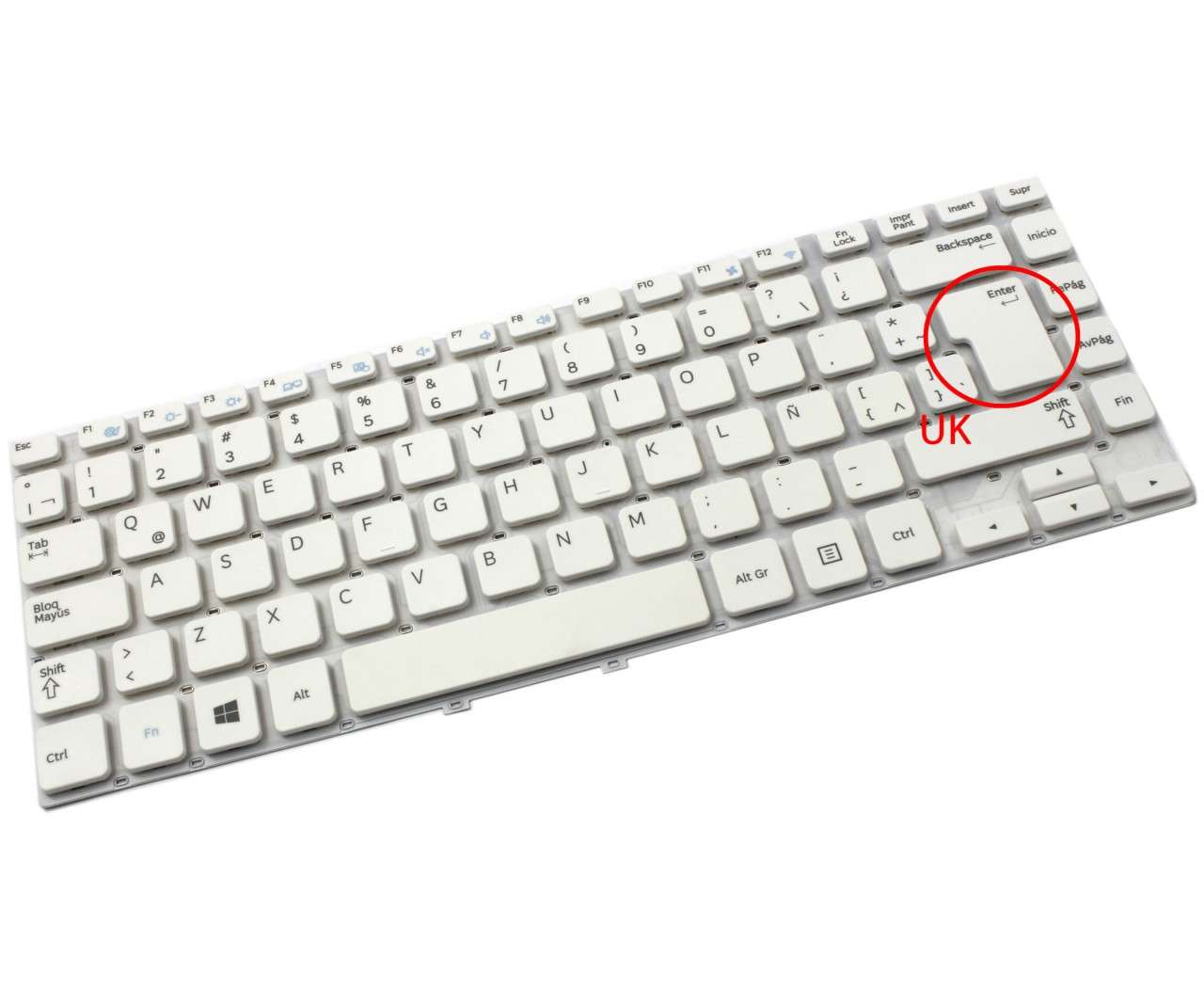 Tastatura alba Samsung NP350V4X layout UK fara rama enter mare alba