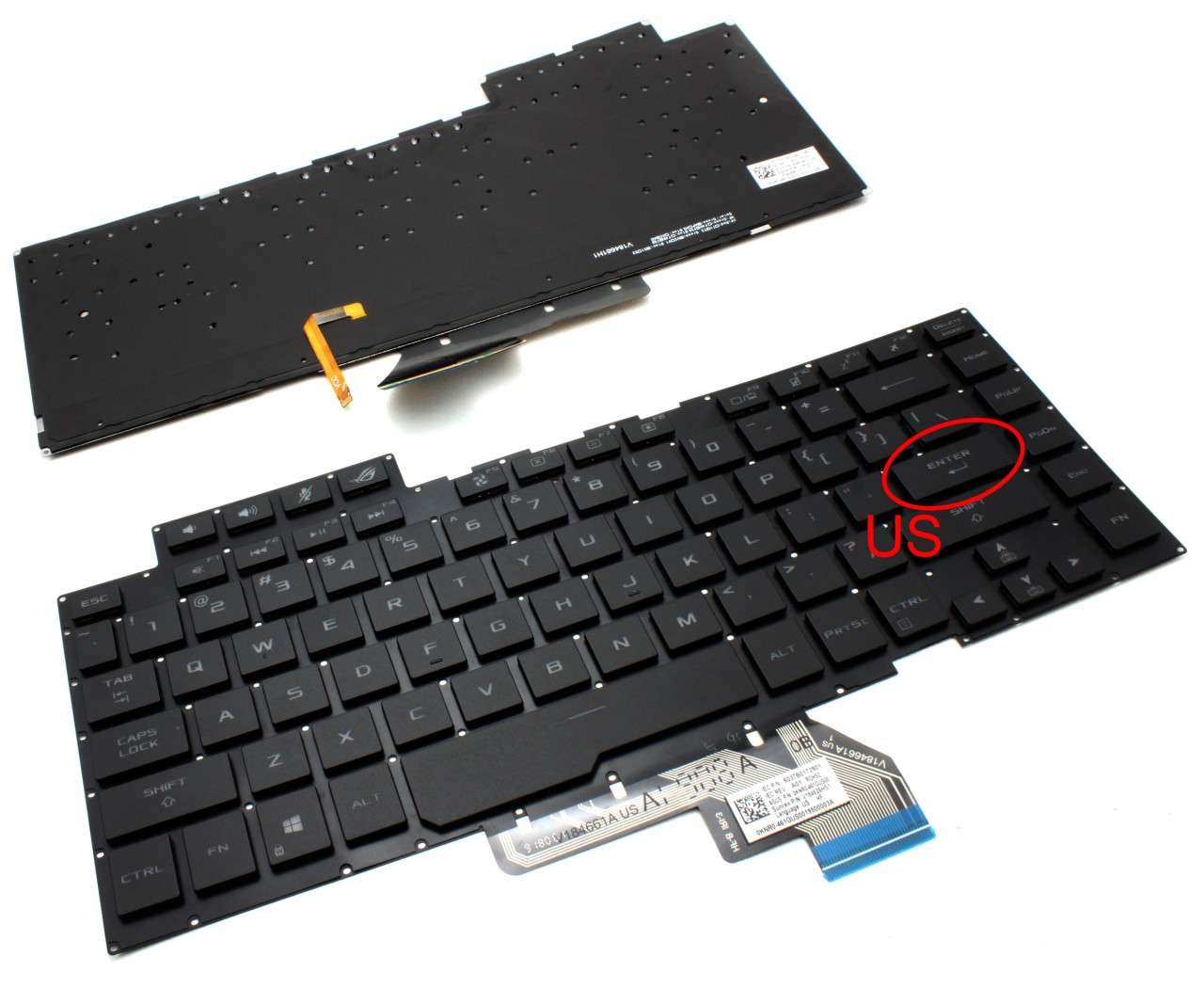 Tastatura Asus Rog Zephyrus M15 GU502 iluminata layout US fara rama enter mic