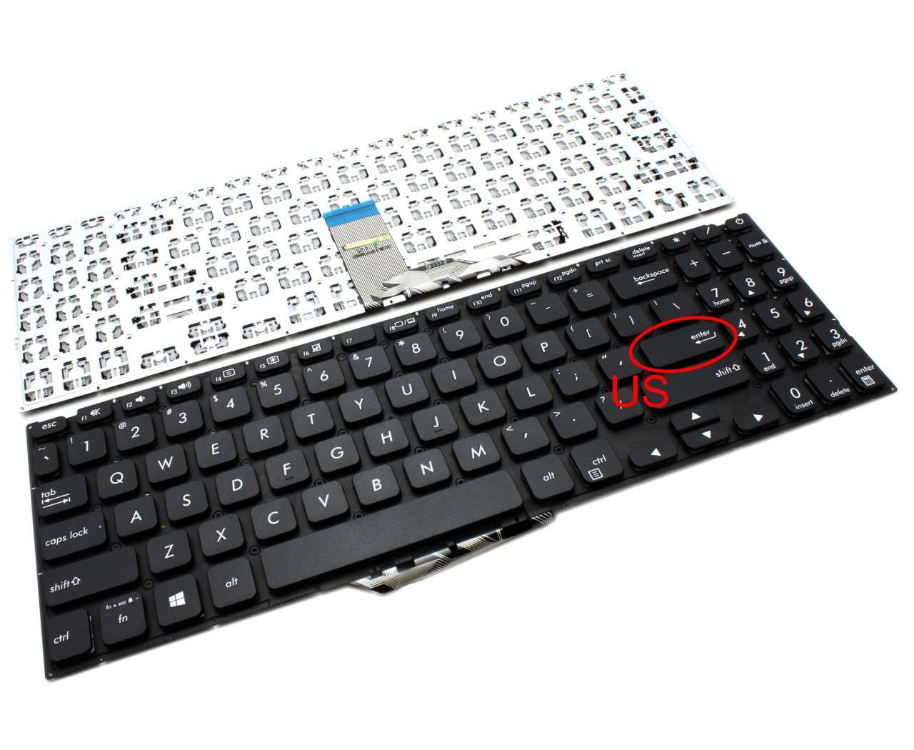 Tastatura Neagra Asus VivoBook X512 layout US fara rama enter mic