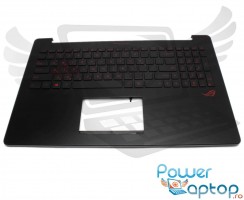 Tastatura Asus N501JW neagra cu Palmrest negru iluminata backlit. Keyboard Asus N501JW neagra cu Palmrest negru. Tastaturi laptop Asus N501JW neagra cu Palmrest negru. Tastatura notebook Asus N501JW neagra cu Palmrest negru