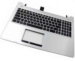Tastatura Asus  13N0-N3A0311 neagra cu Palmrest argintiu. Keyboard Asus  13N0-N3A0311 neagra cu Palmrest argintiu. Tastaturi laptop Asus  13N0-N3A0311 neagra cu Palmrest argintiu. Tastatura notebook Asus  13N0-N3A0311 neagra cu Palmrest argintiu