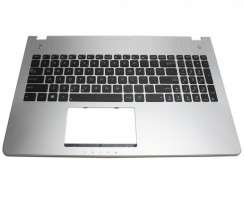 Tastatura Asus  N56DY neagra cu Palmrest argintiu iluminata backlit. Keyboard Asus  N56DY neagra cu Palmrest argintiu. Tastaturi laptop Asus  N56DY neagra cu Palmrest argintiu. Tastatura notebook Asus  N56DY neagra cu Palmrest argintiu