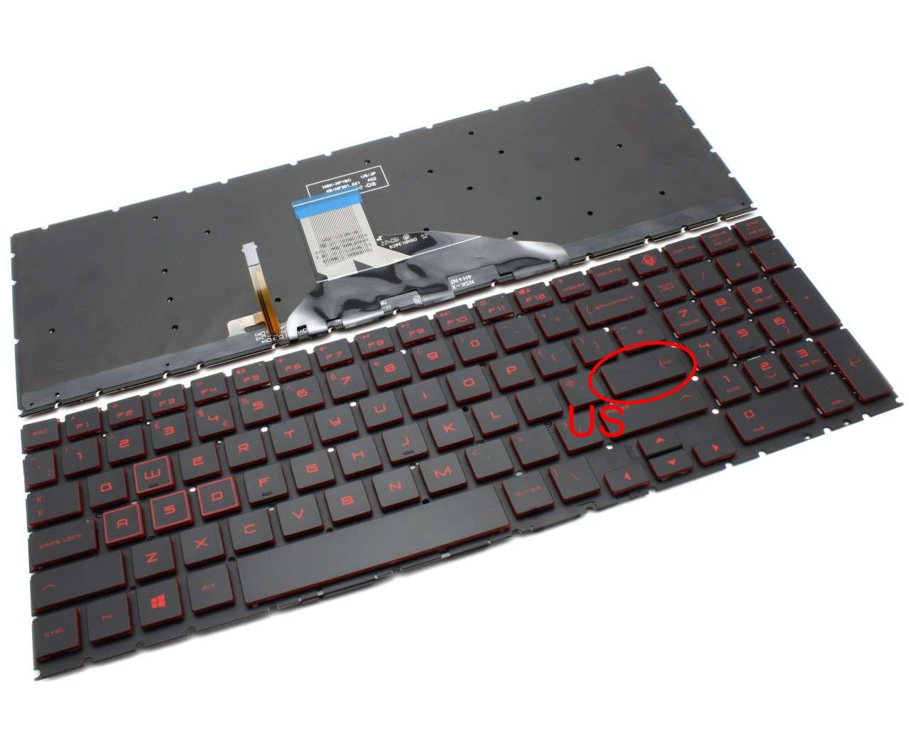 Tastatura HP TPN-C144 iluminata rosu layout US fara rama enter mic Compaq imagine 2022
