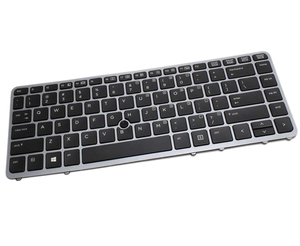 Tastatura HP 6037B0118801 neagra cu rama gri iluminata backlit 6037B0118801