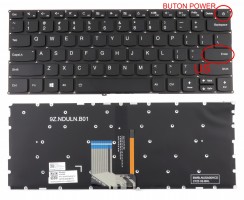 Tastatura Lenovo 9Z.NDULN.B01 Neagra cu buton power iluminata. Keyboard Lenovo 9Z.NDULN.B01. Tastaturi laptop Lenovo 9Z.NDULN.B01. Tastatura notebook Lenovo 9Z.NDULN.B01