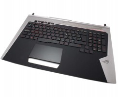 Tastatura Asus G752VS neagra cu Palmrest Negru Argintiu iluminata backlit. Keyboard Asus G752VS neagra cu Palmrest Negru Argintiu. Tastaturi laptop Asus G752VS neagra cu Palmrest Negru Argintiu. Tastatura notebook Asus G752VS neagra cu Palmrest Negru Argintiu