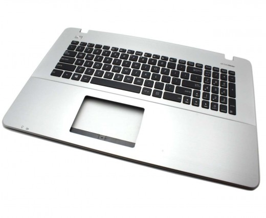 Tastatura Asus 15A908121402Q neagra cu Palmrest Argintiu. Keyboard Asus 15A908121402Q neagra cu Palmrest Argintiu. Tastaturi laptop Asus 15A908121402Q neagra cu Palmrest Argintiu. Tastatura notebook Asus 15A908121402Q neagra cu Palmrest Argintiu