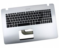 Tastatura Asus X705UB Neagra cu Palmrest Argintiu iluminata backlit. Keyboard Asus X705UB Neagra cu Palmrest Argintiu. Tastaturi laptop Asus X705UB Neagra cu Palmrest Argintiu. Tastatura notebook Asus X705UB Neagra cu Palmrest Argintiu