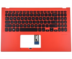 Tastatura Asus VivoBook X512DA Neagra cu Palmrest Rosu iluminata backlit. Keyboard Asus VivoBook X512DA Neagra cu Palmrest Rosu. Tastaturi laptop Asus VivoBook X512DA Neagra cu Palmrest Rosu. Tastatura notebook Asus VivoBook X512DA Neagra cu Palmrest Rosu